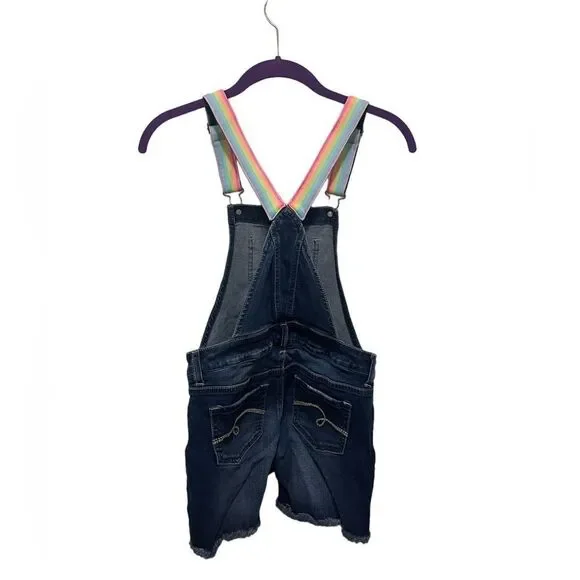 Justice Denim Shortalls with Rainbow Straps - Picture 5 of 10